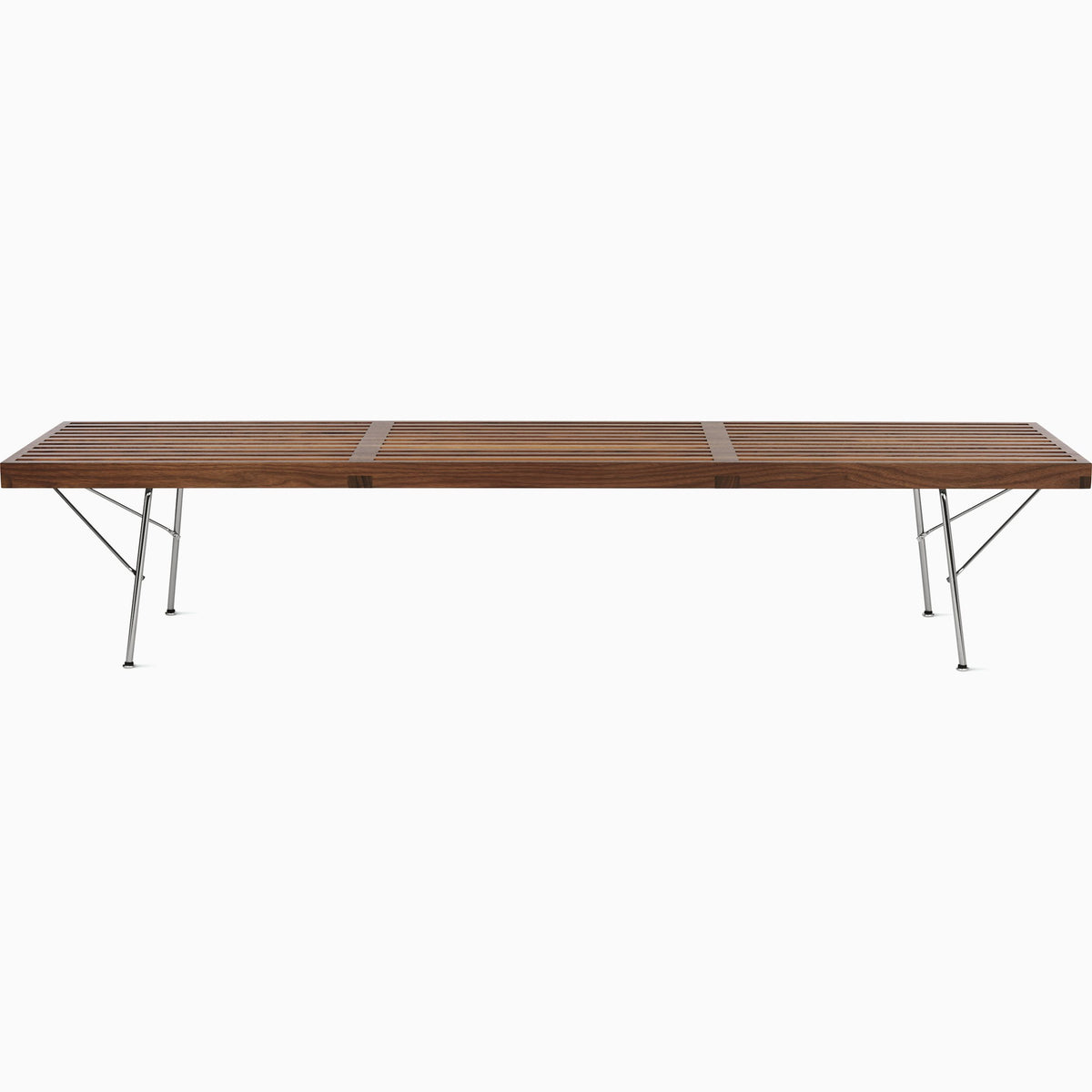 Nelson Platform Bench - Metal Legs Benches herman miller 72 Wide Metal Base Walnut Slat