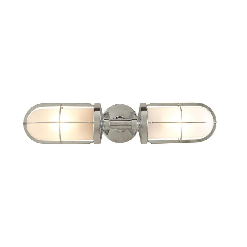 Weatherproof Ship’s Double Well Glass Wall light Wall Lights Original BTC Chrome Plated Clear Glass 