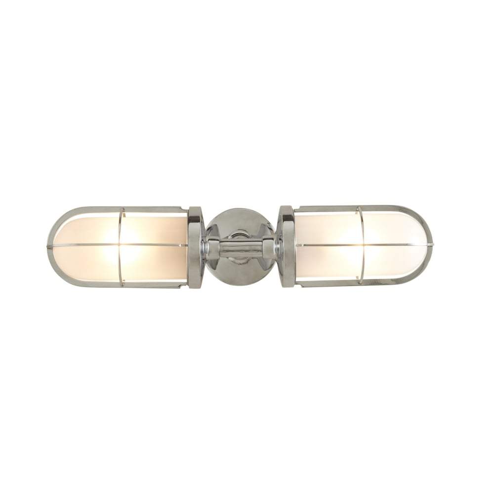 Weatherproof Ship’s Double Well Glass Wall light Wall Lights Original BTC Chrome Plated Clear Glass 