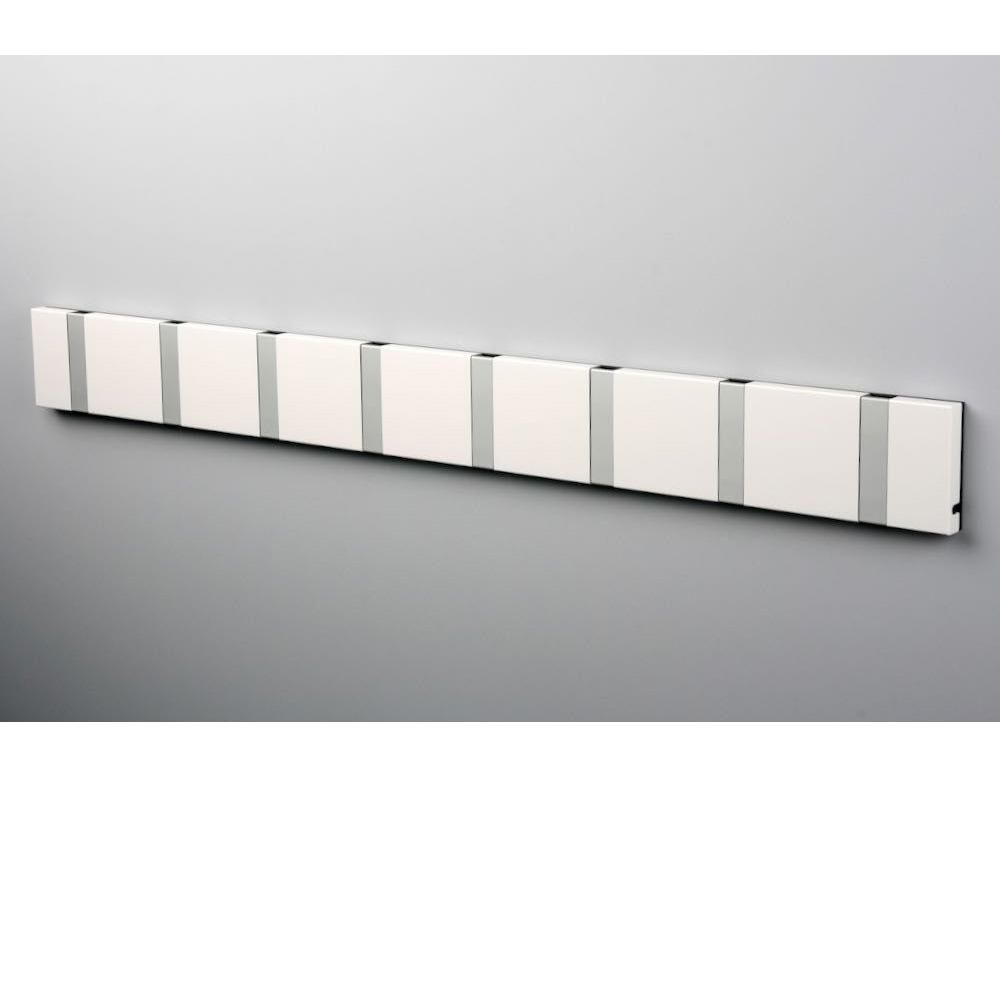Knax Horizontal Colored Coat Hook Coat Hooks Loca 8 hooks Aluminum White