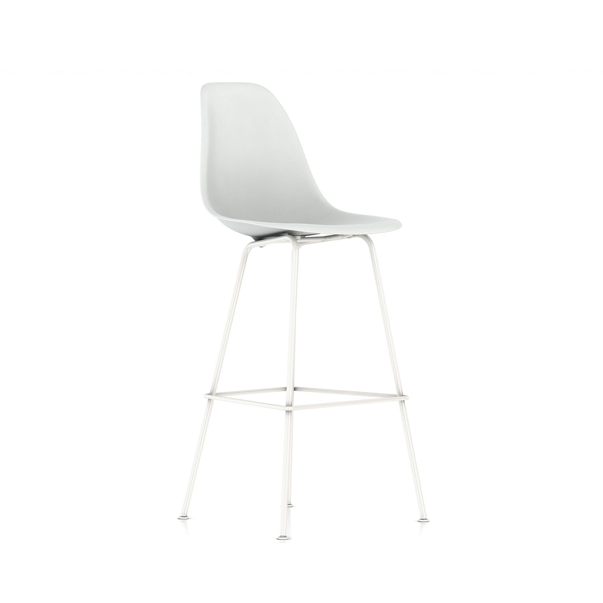 Eames Molded Plastic Bar Stool bar seating herman miller White Base Frame Finish Alpine Standard Glide