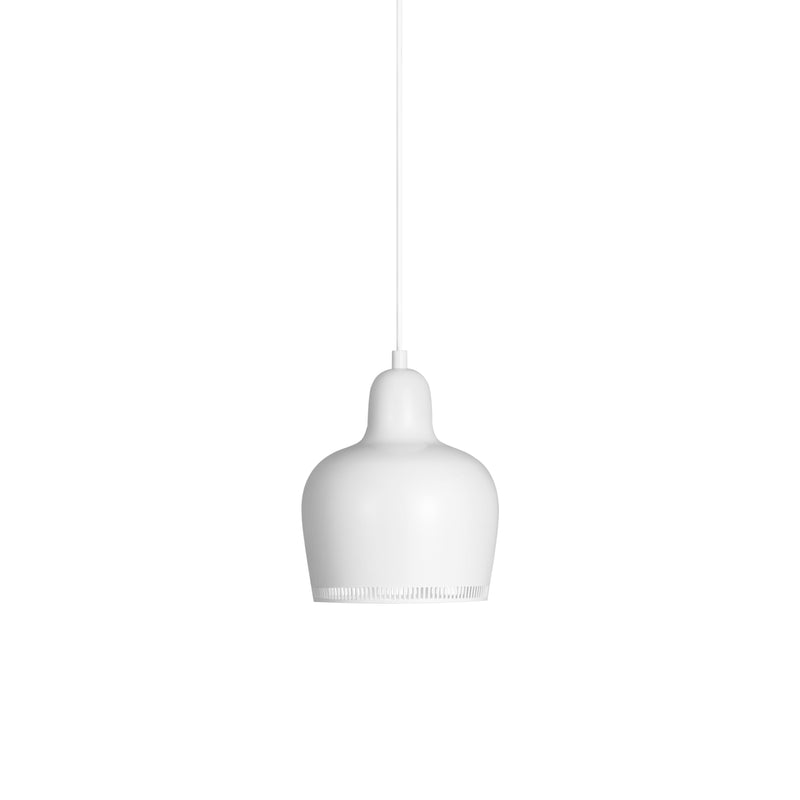 Golden Bell Savoy - A330S - Brass hanging lamps Artek White Steel Shade/Inside White Coated/White Plastic Cable 