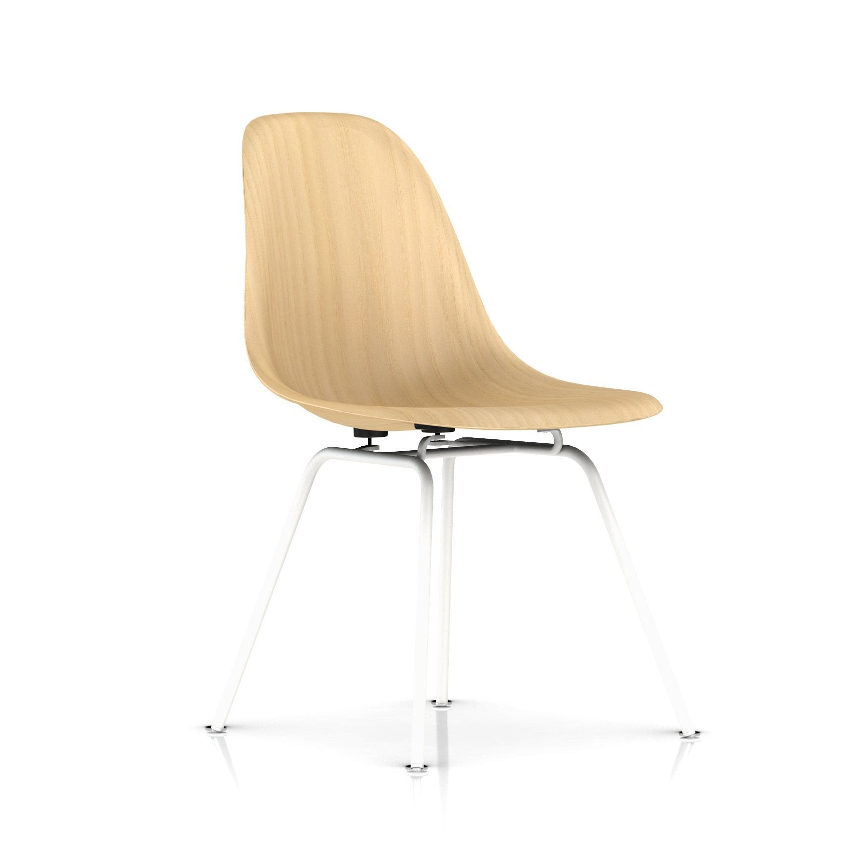 Eames Molded Wood Side Chair - 4-Leg Base Side/Dining herman miller White Base Frame Finish White Ash Seat and Back + $100.00 Standard Glide