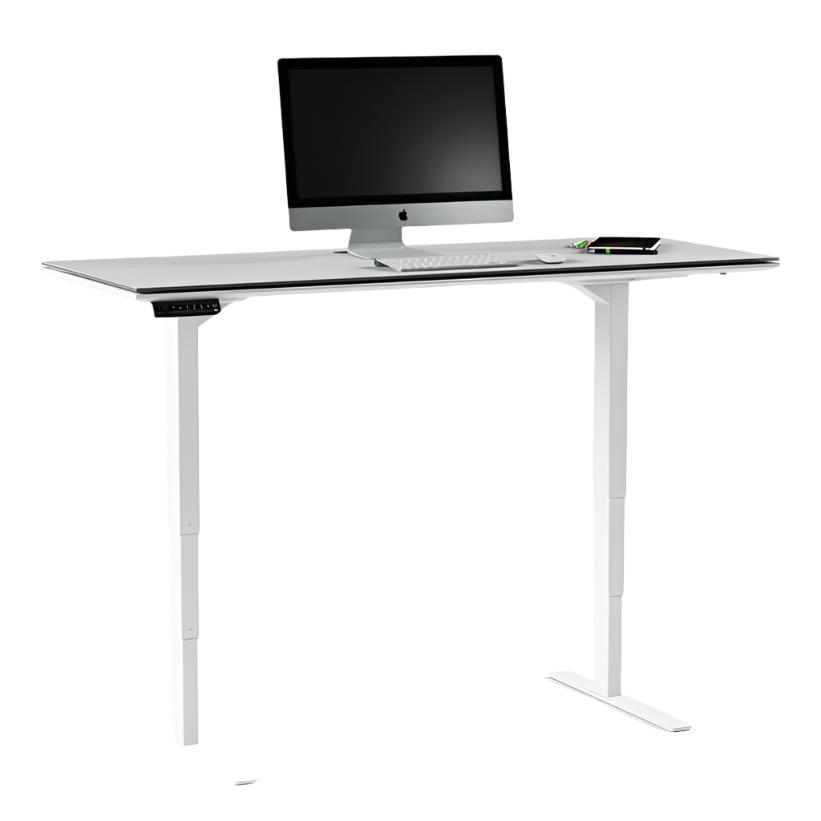 Centro Lift Desk Desk&#39;s BDI Satin White with Grey Top 6451-2 