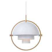 Multi-Lite Pendant Light hanging lamps Gubi White with brass ring 