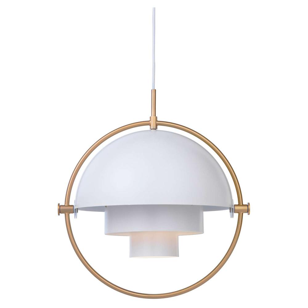 Multi-Lite Pendant Light hanging lamps Gubi White with brass ring 