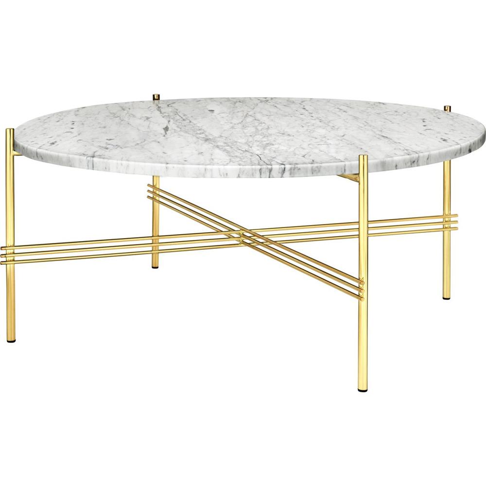 TS Round Coffee Table - Marble Top Tables Gubi Brass White Carrara Marble Medium: Dia 31.5"