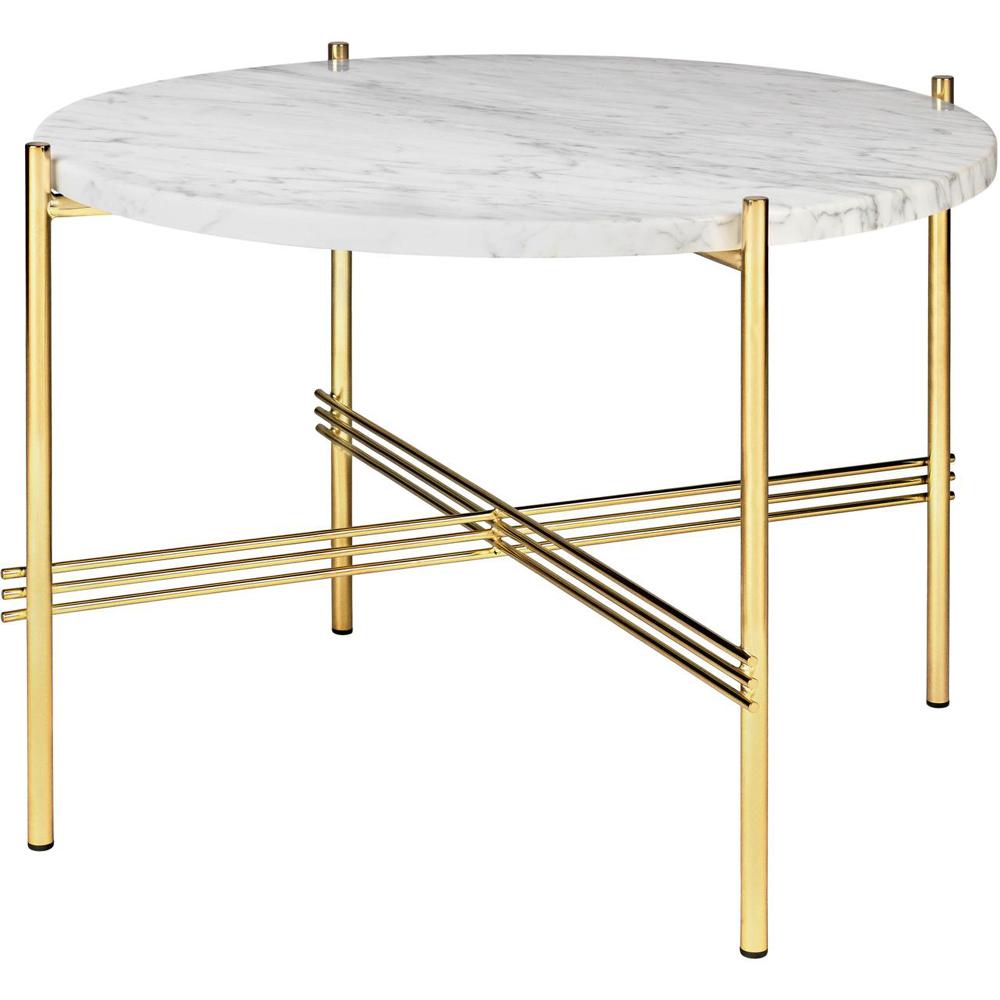 TS Round Coffee Table - Marble Top Tables Gubi Brass White Carrara Marble Small: Dia 21.7"