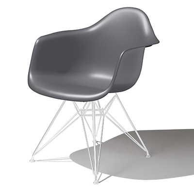 Eames Molded Plastic Arm Chair Wire Base / DAR Side/Dining herman miller White Base Frame Finish Charcoal Seat and Back Standard Glide