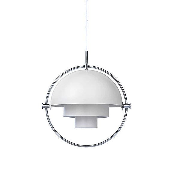 Multi-Lite Pendant Light hanging lamps Gubi White with chrome ring 