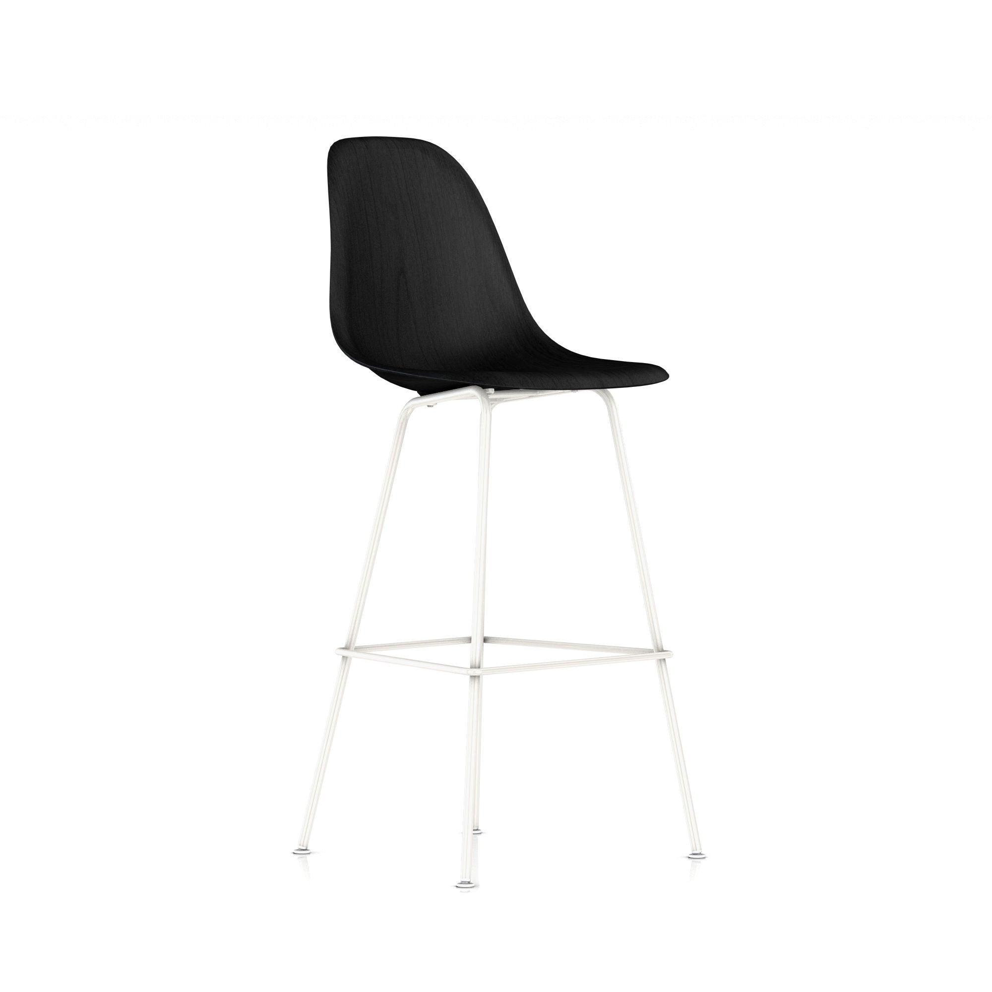 Eames Molded Wood Bar Stool bar seating herman miller White Base Finish Ebony Shell + $100.00 Standard Glides