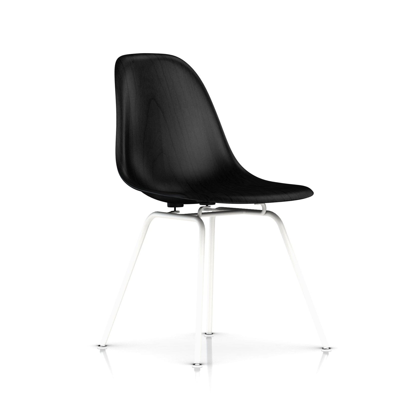 Eames Molded Wood Side Chair - 4-Leg Base Side/Dining herman miller White Base Frame Finish Ebony Seat and Back + $100.00 Standard Glide With Felt Bottom + $20.00