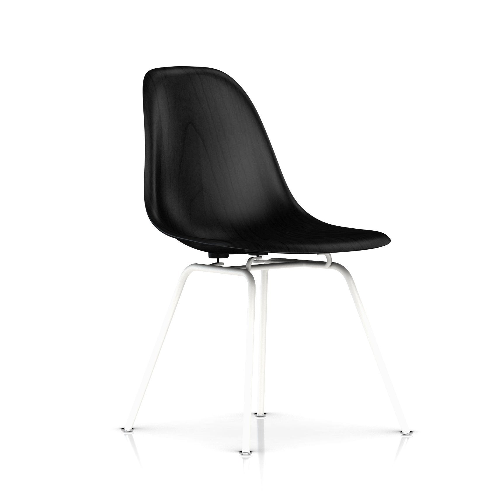 Eames Molded Wood Side Chair - 4-Leg Base Side/Dining herman miller White Base Frame Finish Ebony Seat and Back + $100.00 Standard Glide