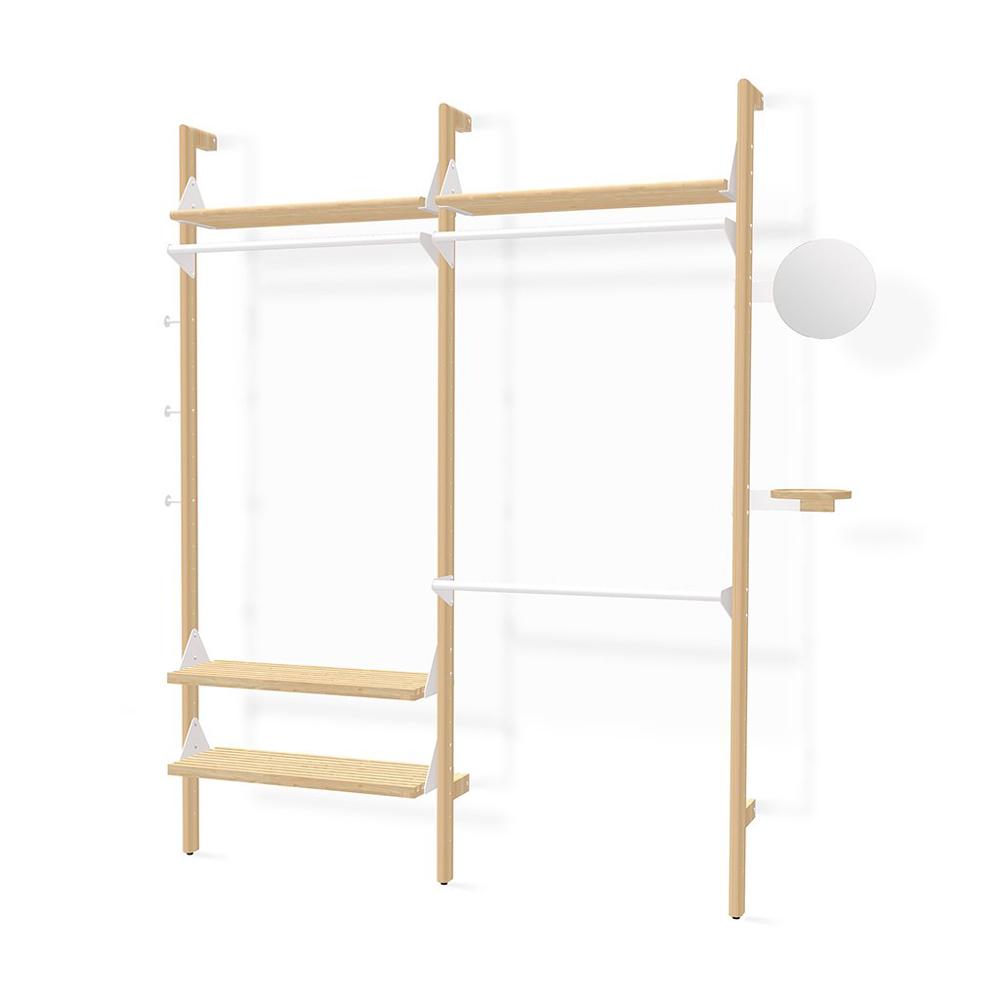 Branch-2 Wardrobe Unit Shelves Gus Modern Blonde Uprights / White Brackets / Blonde Shelves 