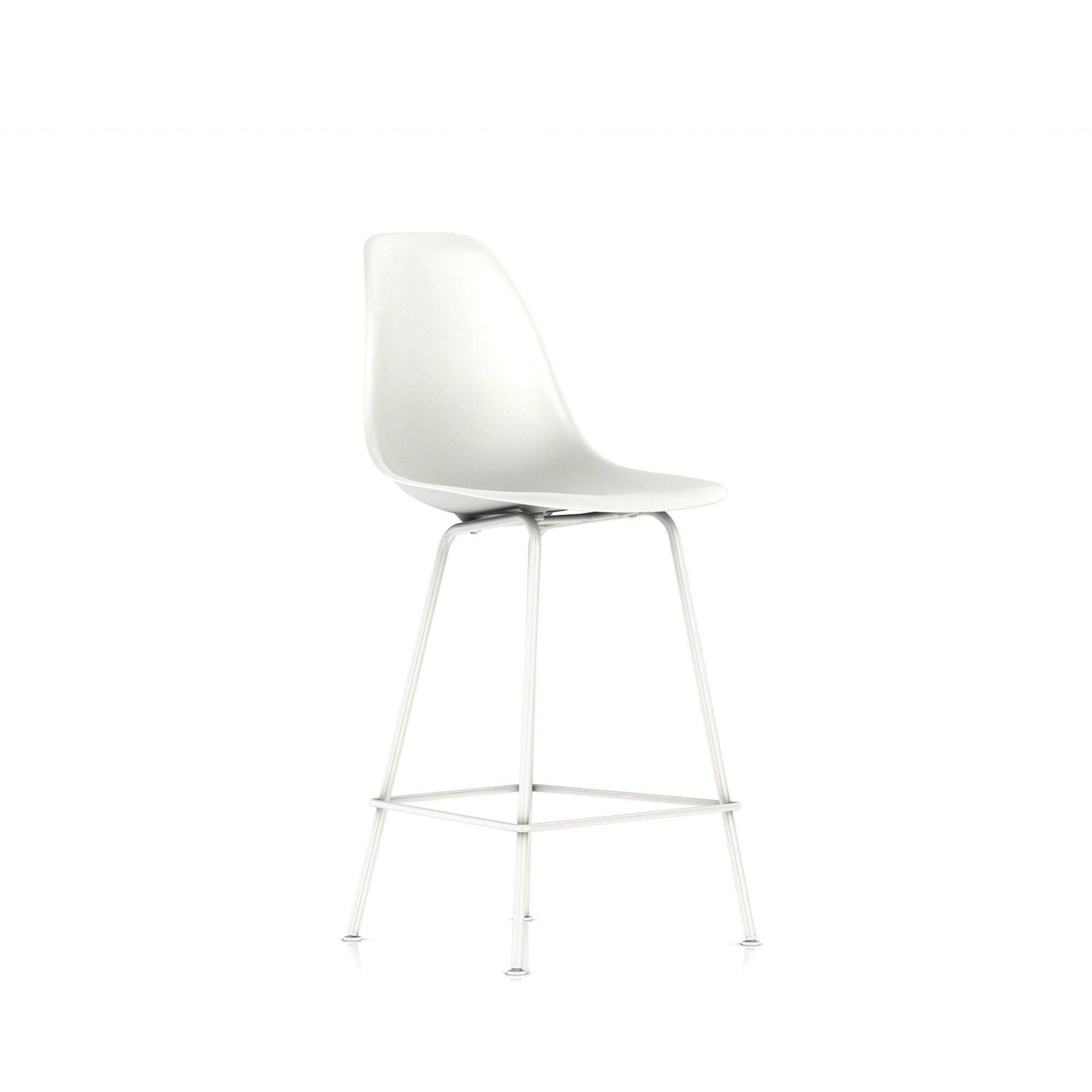 Eames Molded Plastic Counter Stool bar seating herman miller White Base Frame Finish White Standard Glide