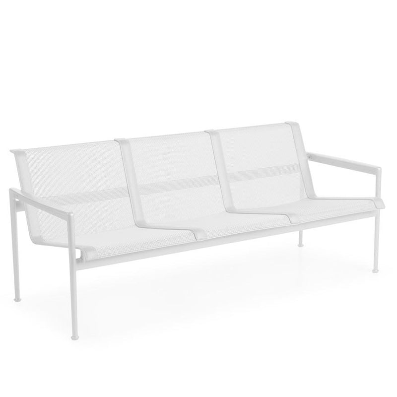 1966 Three Seat Lounge Chair With Arms Outdoors Knoll White Frame with White Mesh & Strap 