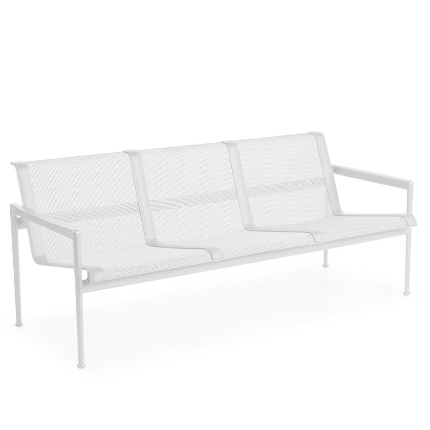 1966 Three Seat Lounge Chair With Arms Outdoors Knoll White Frame with White Mesh &amp; Strap 