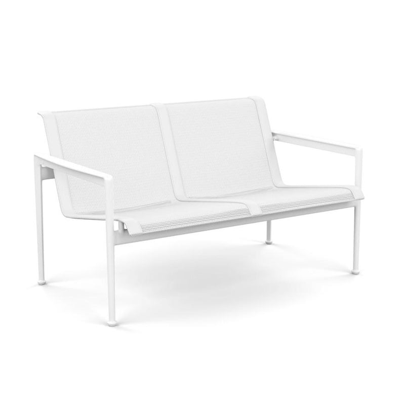 1966 Two Seat Lounge chair with Arms Outdoors Knoll White Frame with White Mesh & Strap 