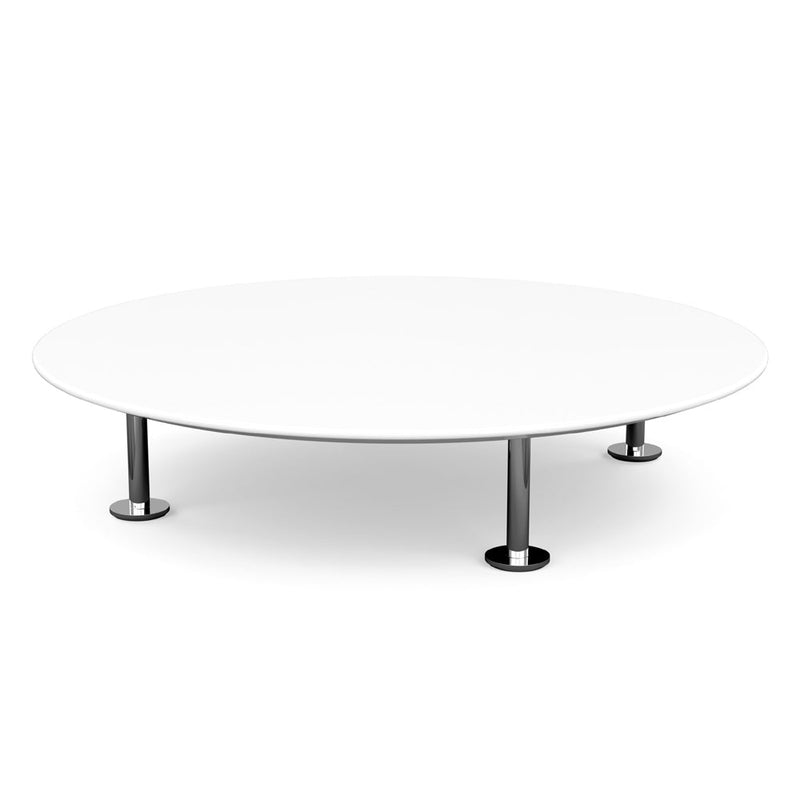 Grasshopper Coffee Table - Single Round Coffee Tables Knoll Polished Chrome White Laminate 