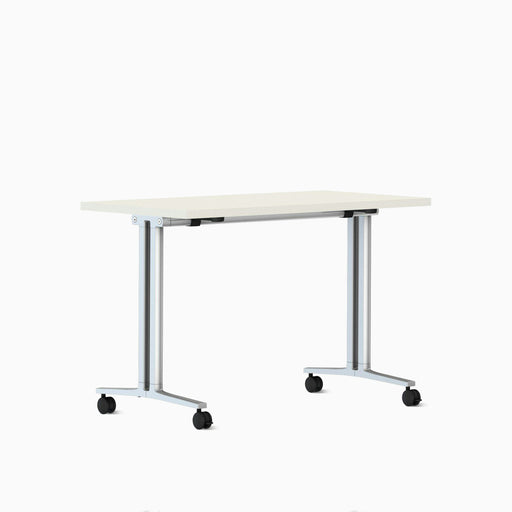 Everywhere Flip-Top Table Desk's herman miller 48-inches Wide White Metallic Silver