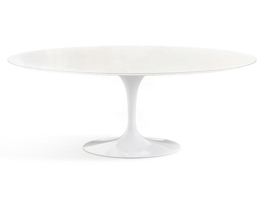 Saarinen Outdoor Dining Table - 78" Oval Outdoors Knoll White Vetro Bianco 