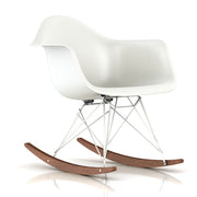 Eames Molded Plastic Armchair Rocker rocking chairs herman miller White Base Frame Finish Solid Walnut Rocker White