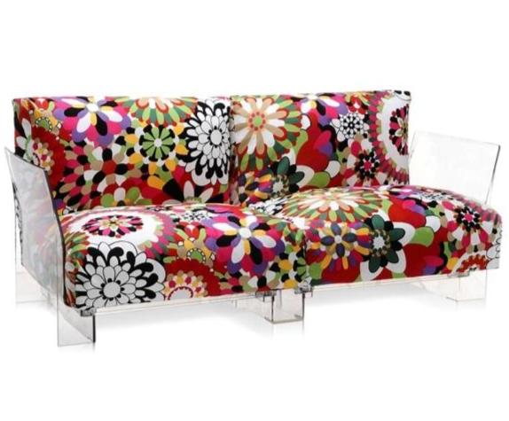 Pop Missoni 2 Seater Sofa Sofa Kartell Transparent Vevey red tones 