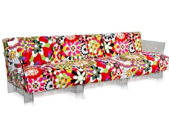 Pop Missoni 3 Seater Sofa Sofa Kartell Transparent Vevey red tones 