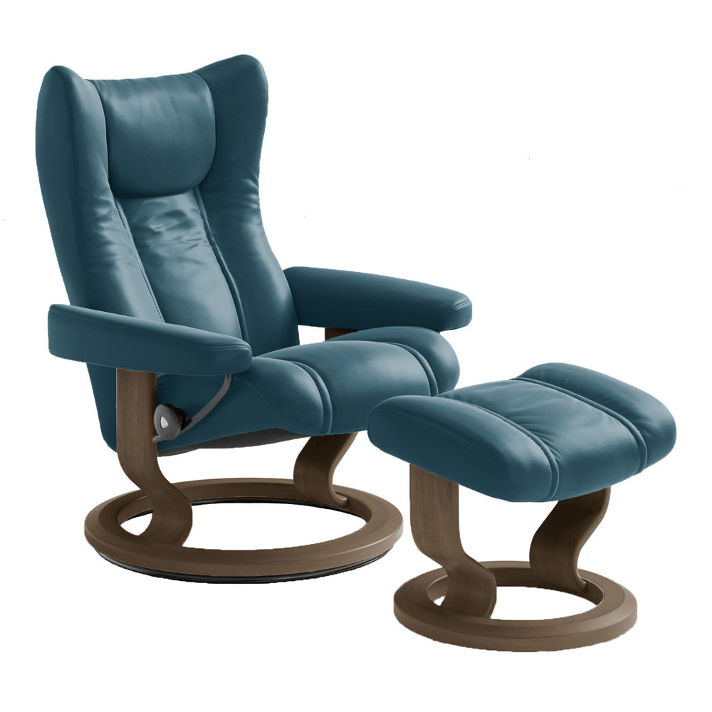 Wing Chair and Ottoman With Classic Base Chairs Stressless 