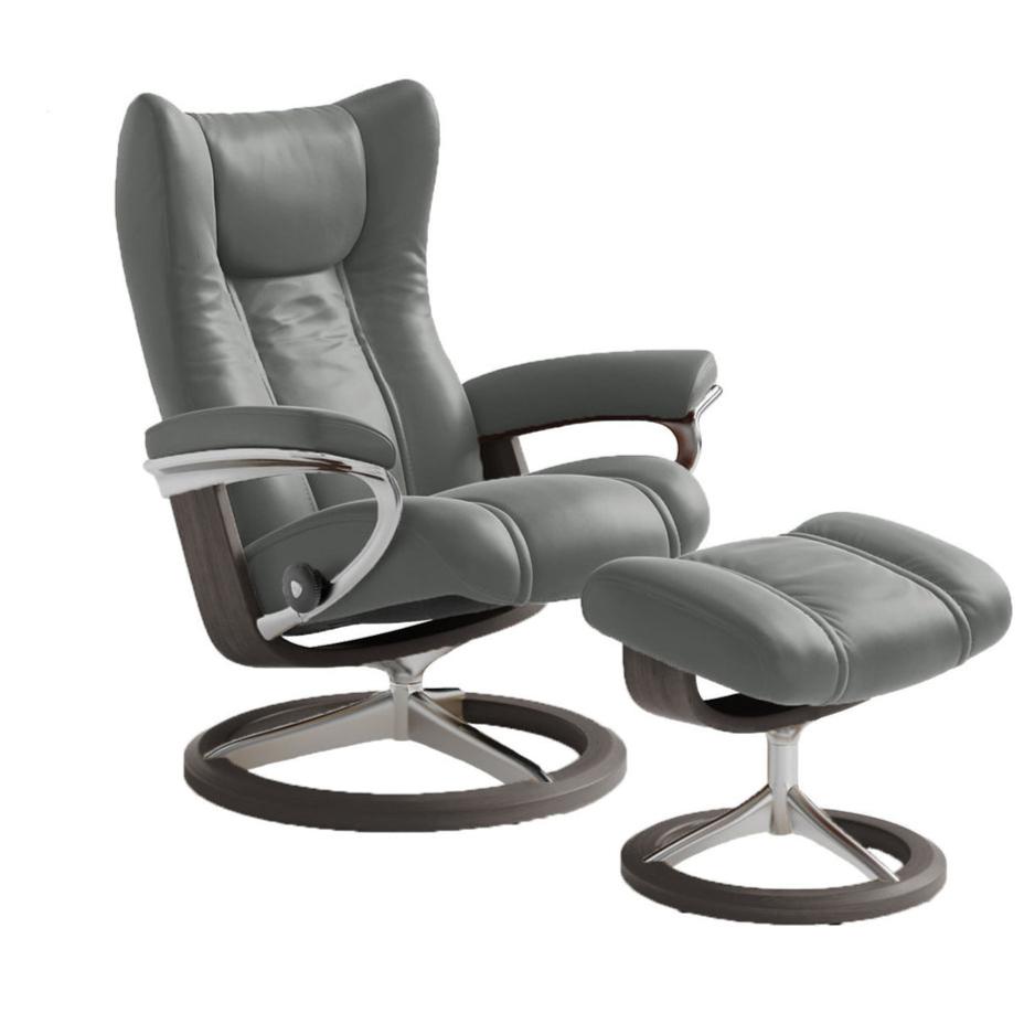 Wing Chair and Ottoman With Signature Base Chairs Stressless 