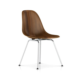 Eames Molded Wood Side Chair - 4-Leg Base Side/Dining herman miller Trivalent Chrome Base Frame Finish + $20.00 Santos Palisander Seat and Back + $250.00 Standard Glide