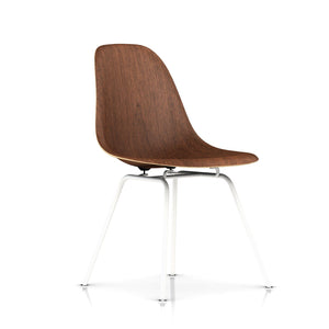Eames Molded Wood Side Chair - 4-Leg Base Side/Dining herman miller White Base Frame Finish Walnut Seat and Back Standard Glide With Felt Bottom + $20.00