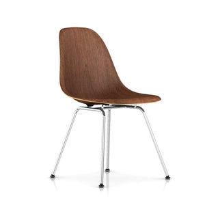 Eames Molded Wood Side Chair - 4-Leg Base Side/Dining herman miller Trivalent Chrome Base Frame Finish + $20.00 Walnut Seat and Back Standard Glide With Felt Bottom + $20.00