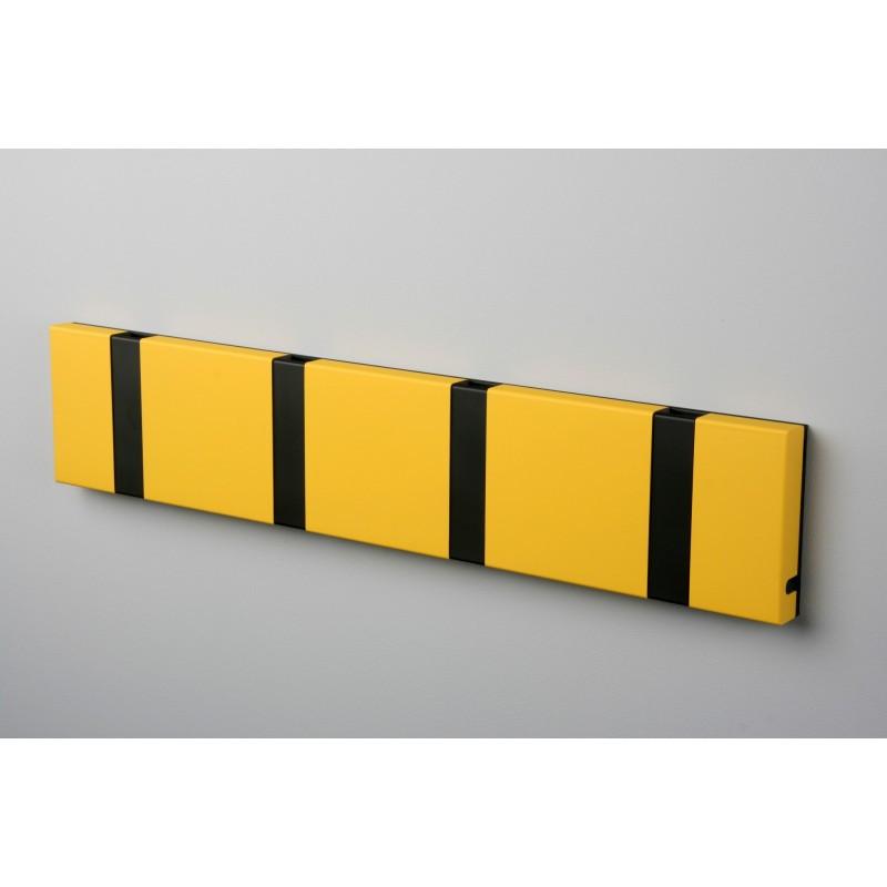 Knax Horizontal Colored Coat Hook Coat Hooks Loca 4 hooks Black Summer Yellow