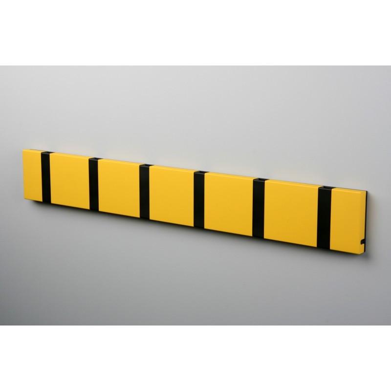 Knax Horizontal Colored Coat Hook Coat Hooks Loca 6 hooks Black Summer Yellow